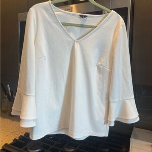 J. Crew White Flared Sleeve Blouse